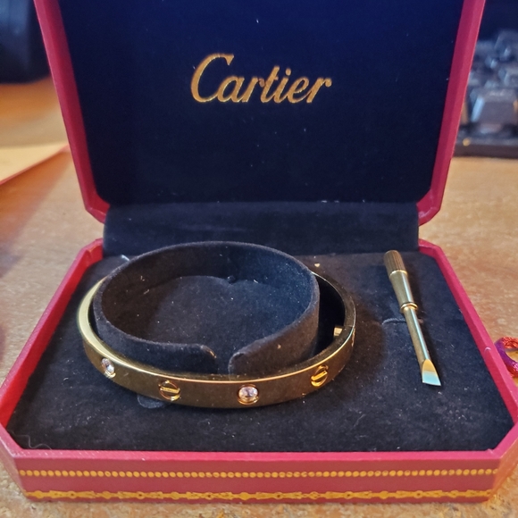 Cartier Jewelry - Cartier love bracelet 18k gold 4 diamonds